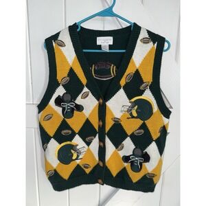 Christopher‎ & Banks Green Bay Packers Sweater Embroidered Vest Sz Small Vintage